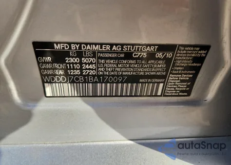 2011 Mercedes-Benz Cls 550 z USA, uszkodzony, nr VIN WDDDJ7CB1BA170097